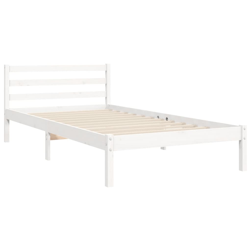 Bed Frame without Mattress White Single Solid Wood