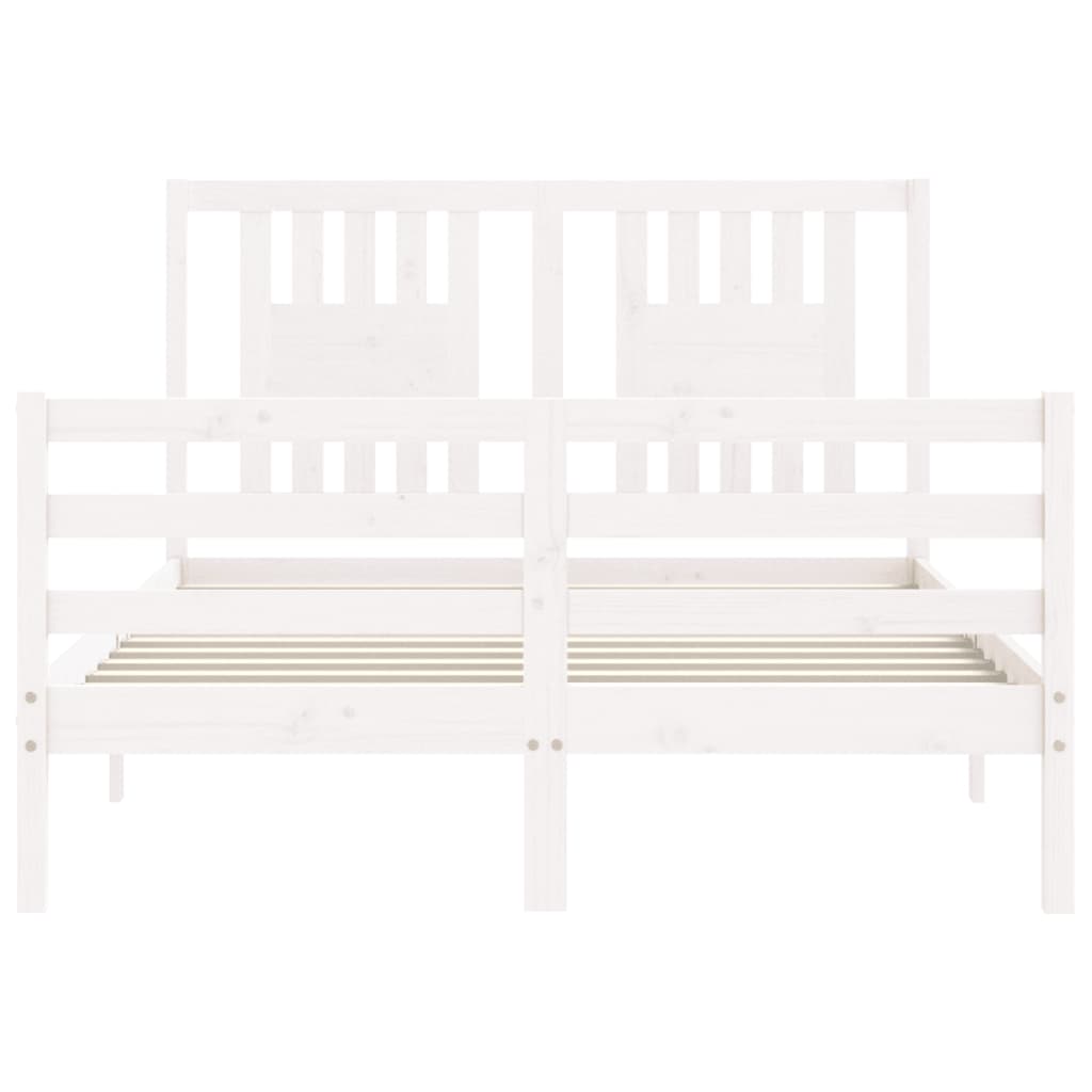 Bed Frame without Mattress White Small Double Solid Wood