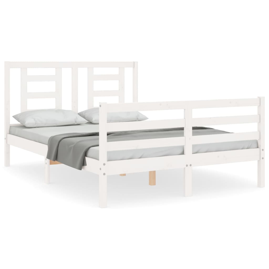 Bed Frame without Mattress White Small Double Solid Wood