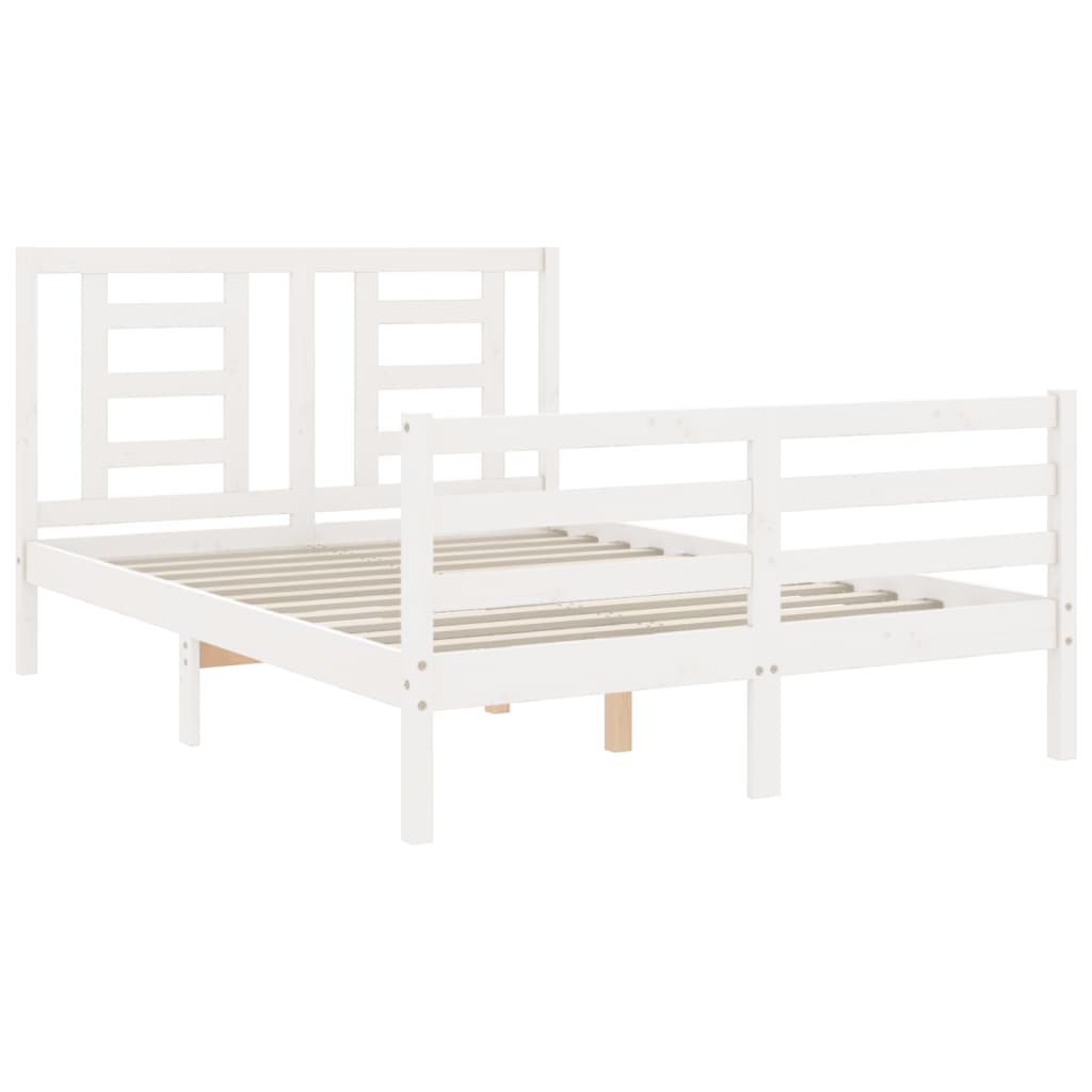 Bed Frame without Mattress White Small Double Solid Wood