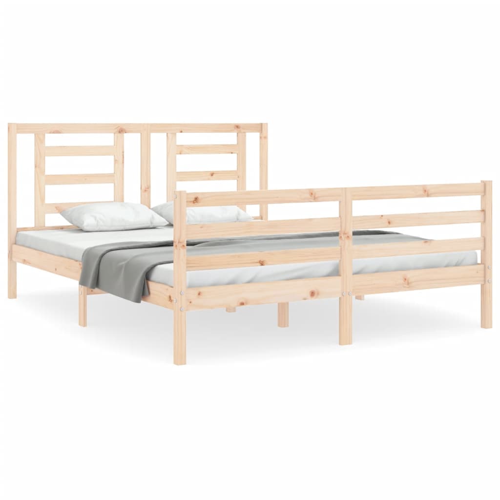 Bed Frame without Mattress King Size Solid Wood