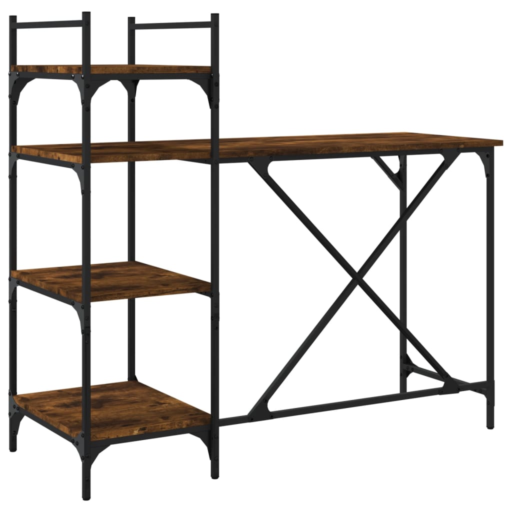 Computer Desk with Shelves Smoked Oak 120x47x109 cm
