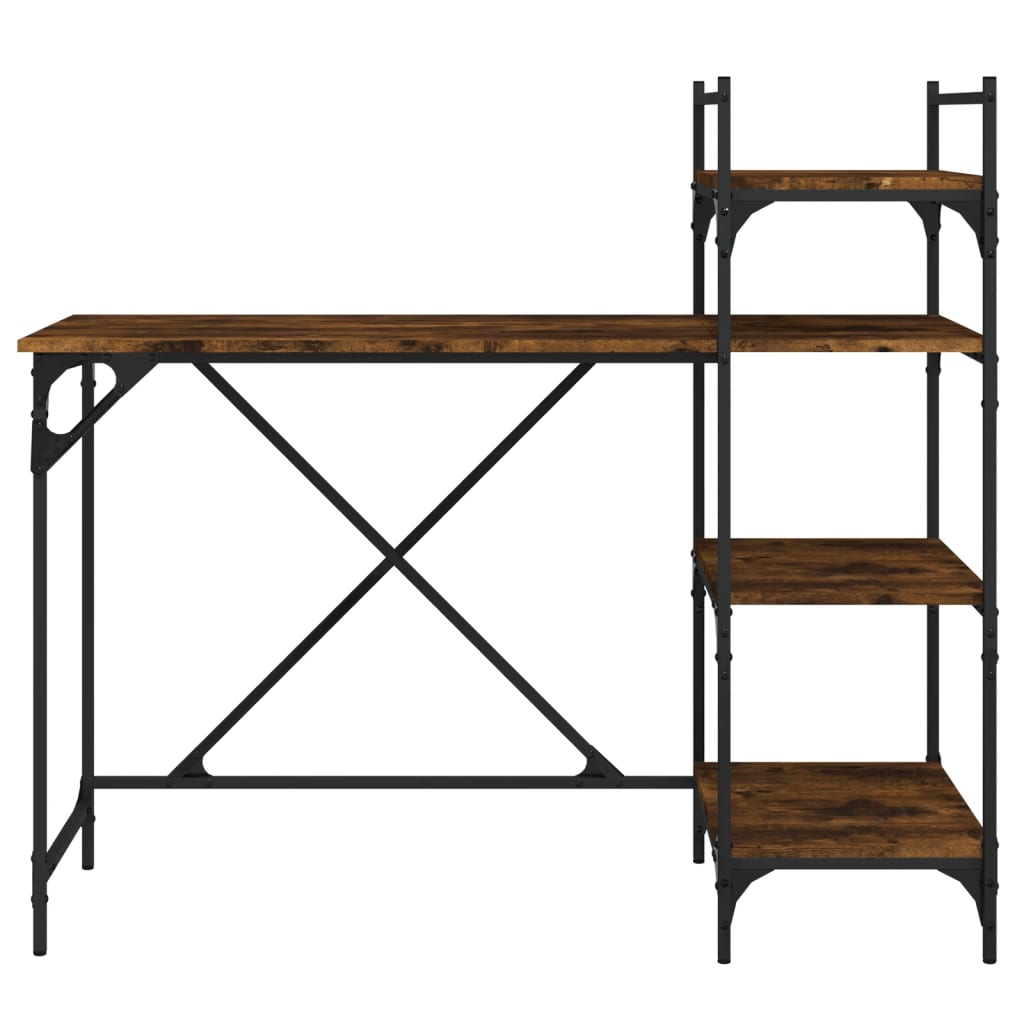 Computer Desk with Shelves Smoked Oak 120x47x109 cm