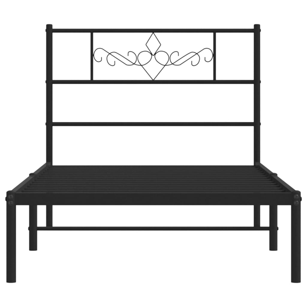 Metal Bed Frame without Mattress with Headboard Black 90x200cm