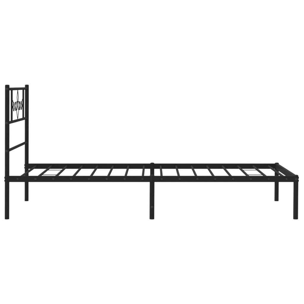 Metal Bed Frame without Mattress with Headboard Black 90x200cm