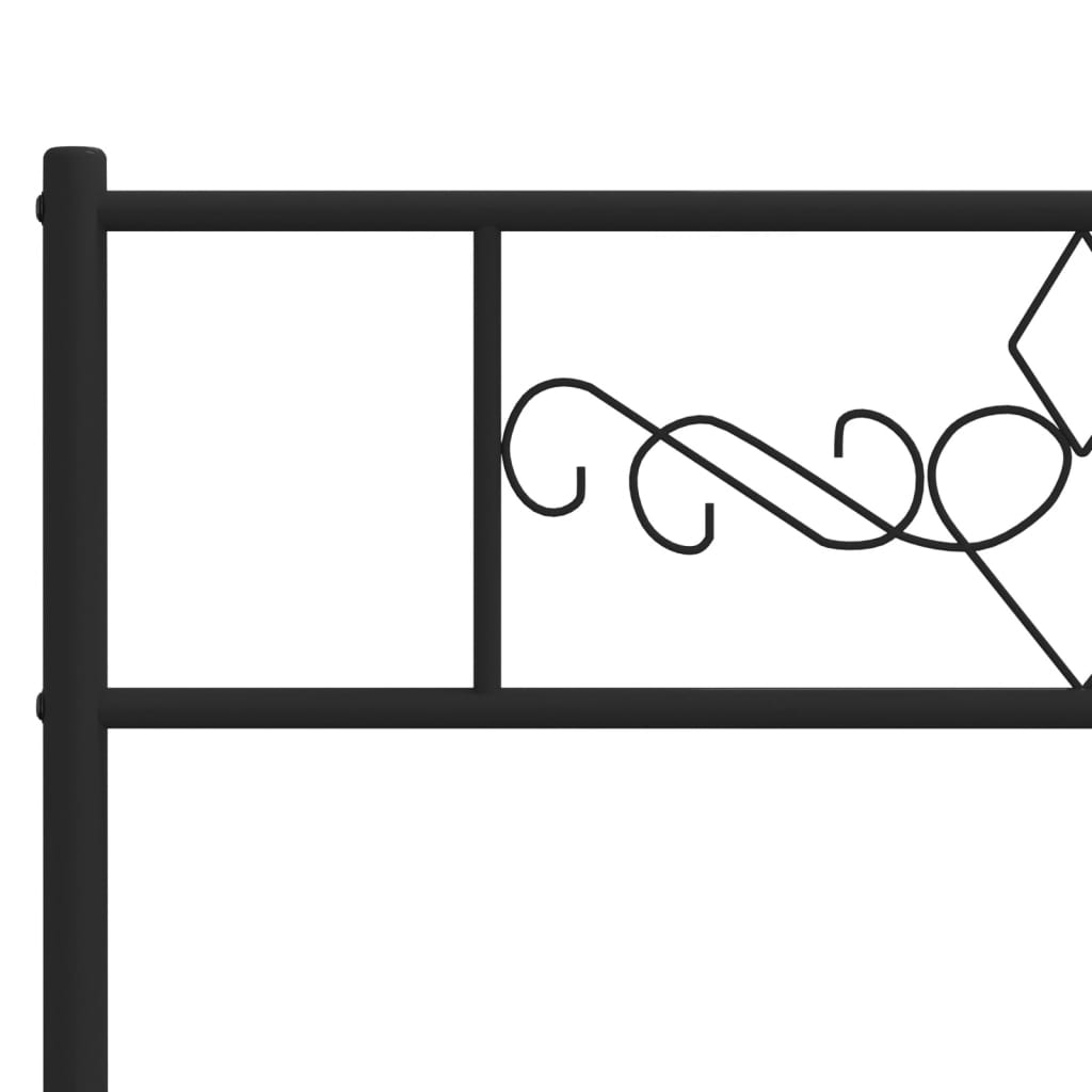Metal Bed Frame without Mattress with Headboard Black 90x200cm