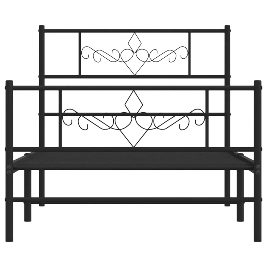 Metal Bed Frame without Mattress with Footboard Black 80x200cm
