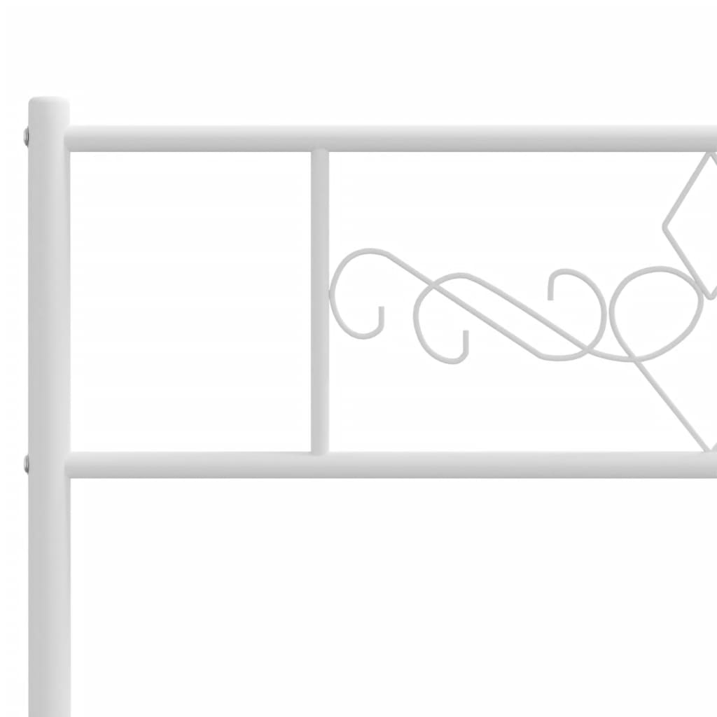 Metal Bed Frame without Mattress with Footboard White 90x200cm