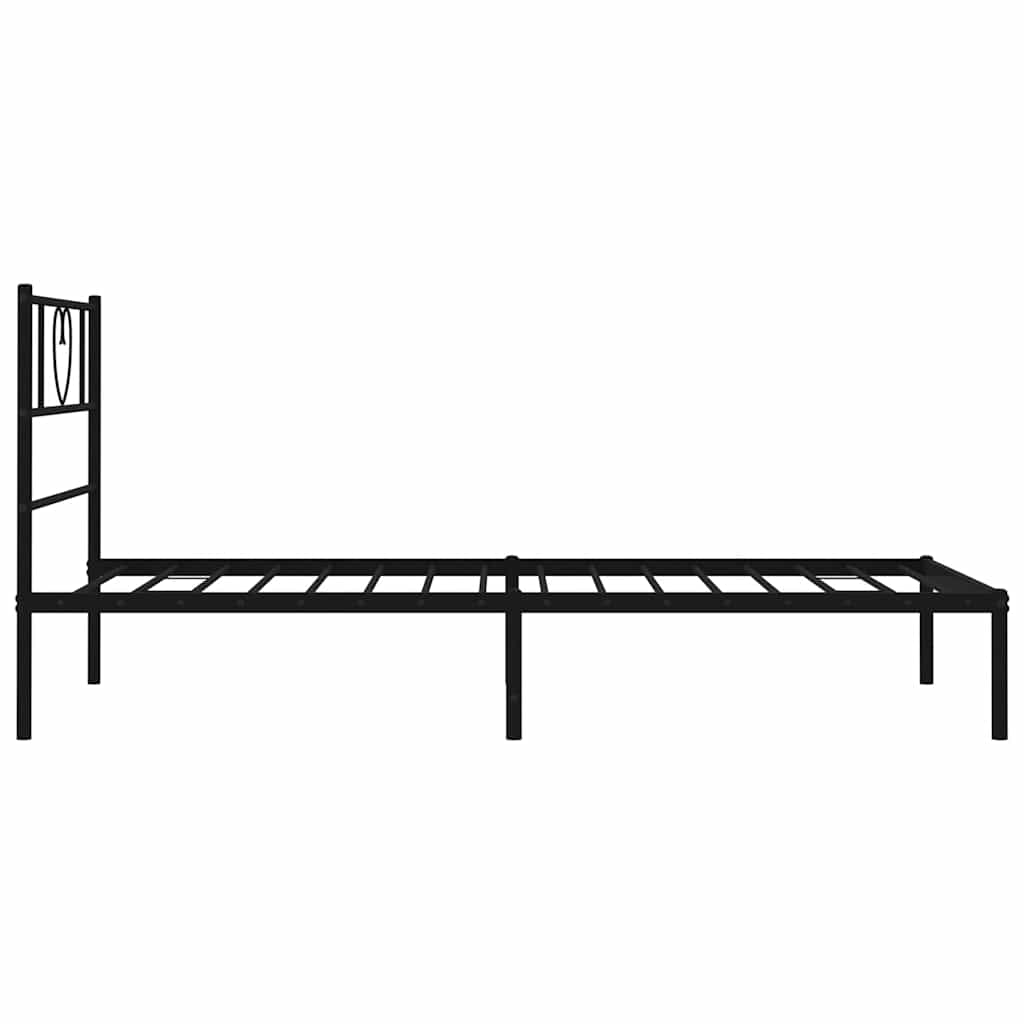 Metal Bed Frame without Mattress with Headboard Black 100x190cm