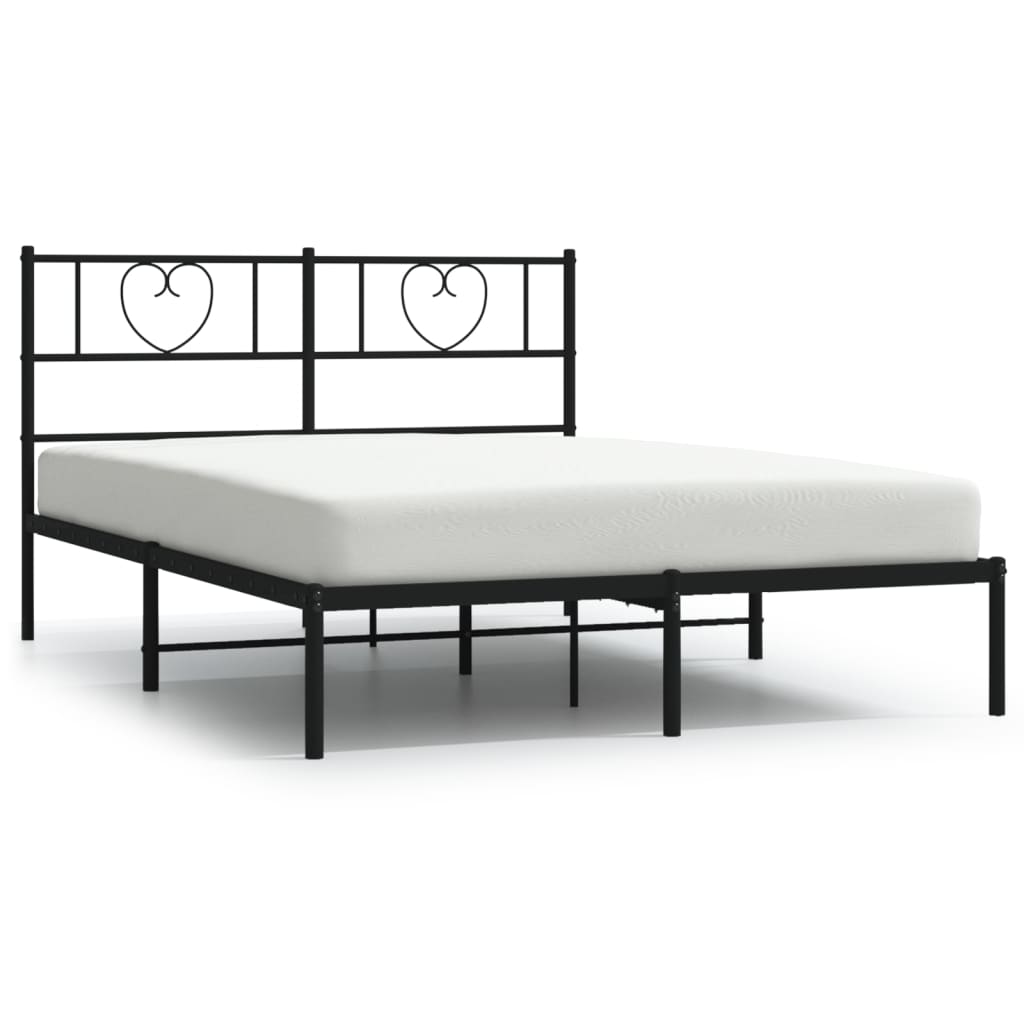 Metal Bed Frame without Mattress with Headboard Black 160x200cm