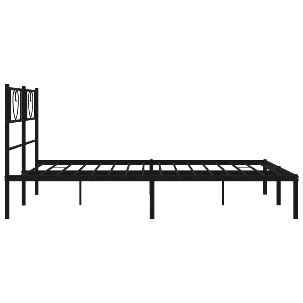 Metal Bed Frame without Mattress with Headboard Black 160x200cm
