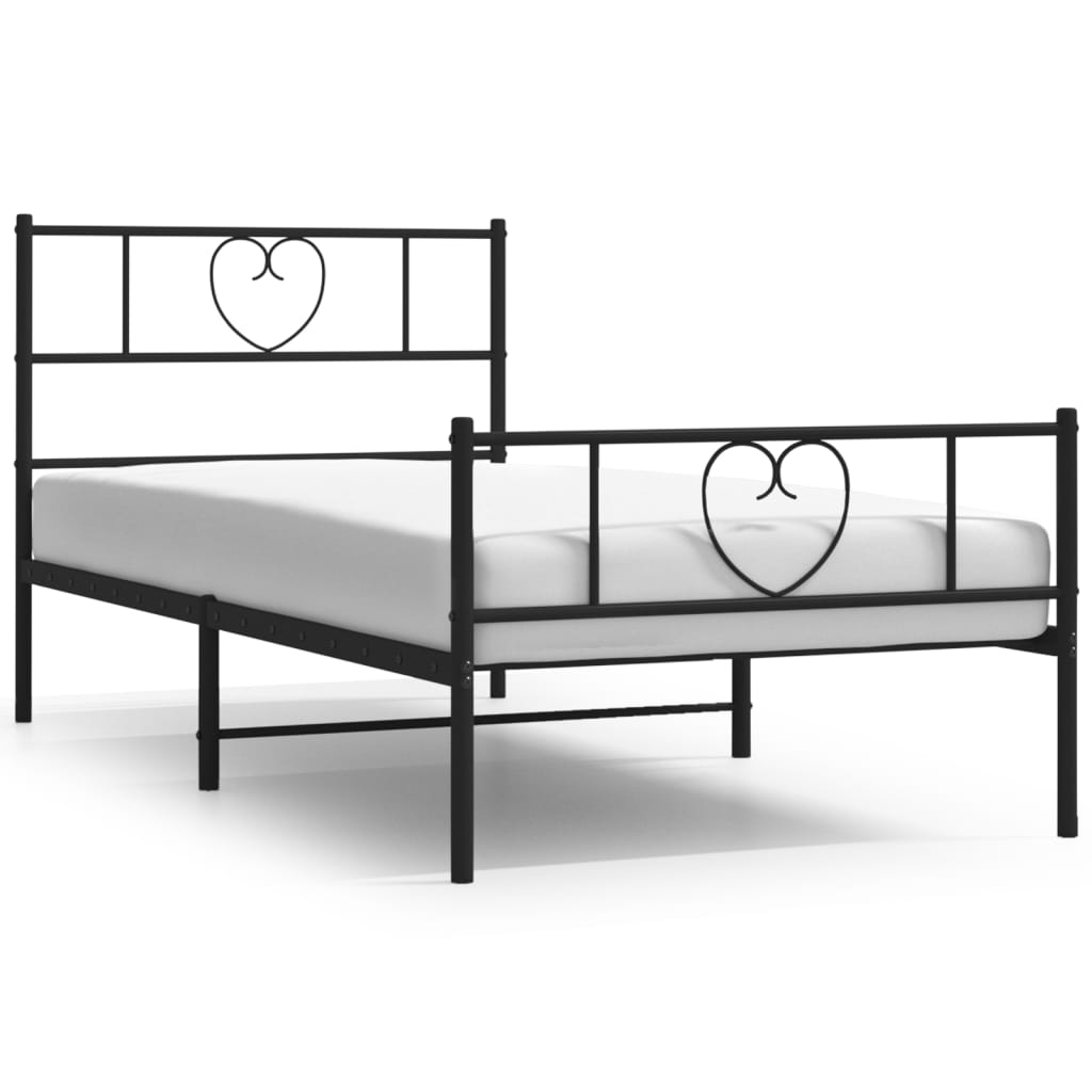 Metal Bed Frame without Mattress with Footboard Black 80x200cm