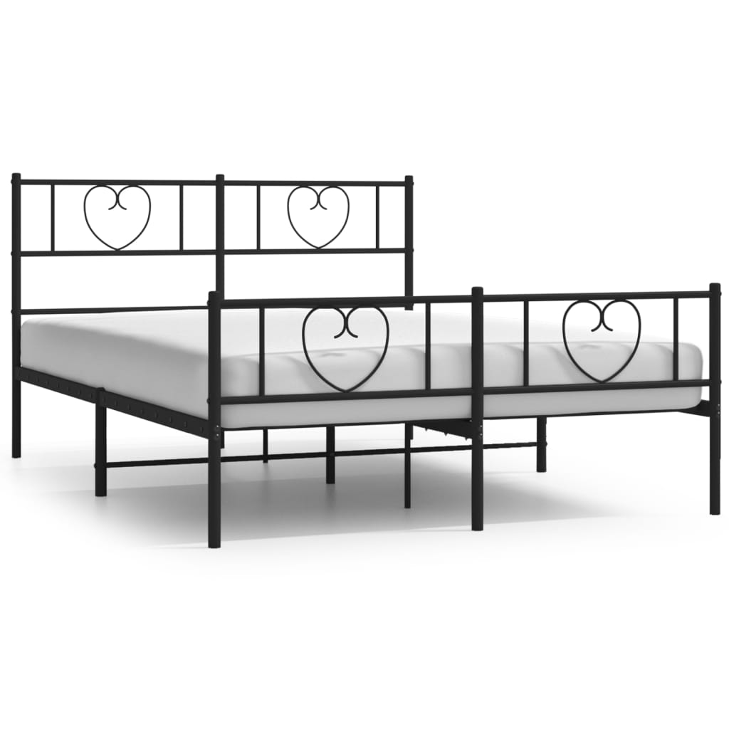 Metal Bed Frame without Mattress with Footboard Black 120x190cm