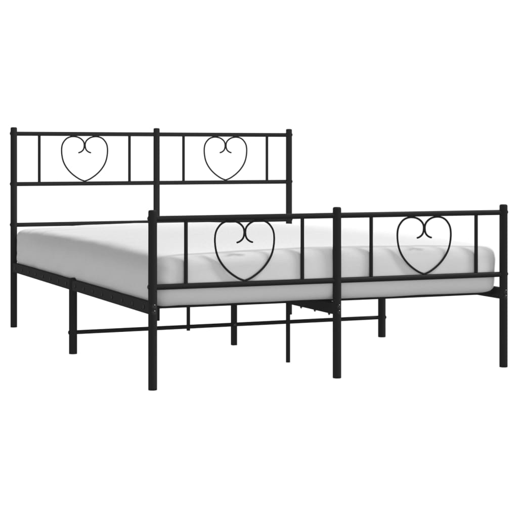 Metal Bed Frame without Mattress with Footboard Black 120x190cm