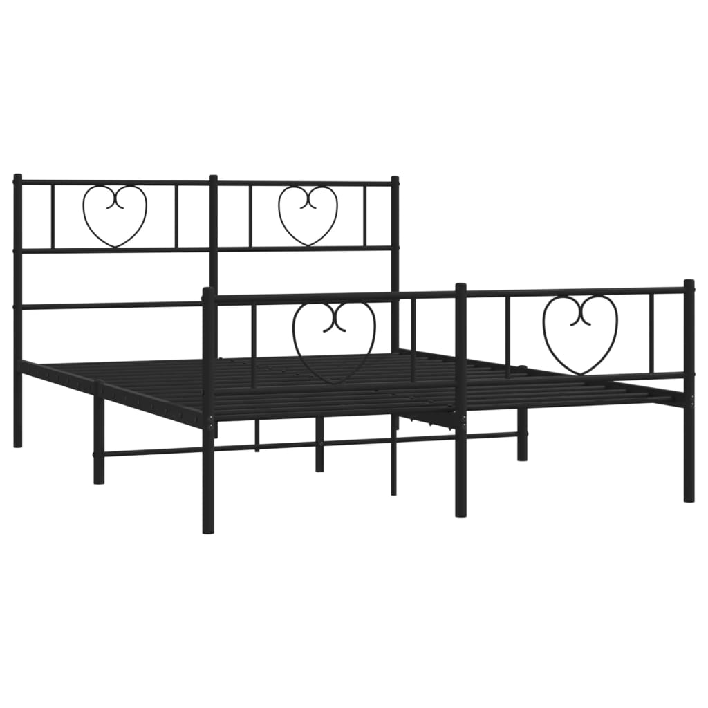 Metal Bed Frame without Mattress with Footboard Black 120x190cm