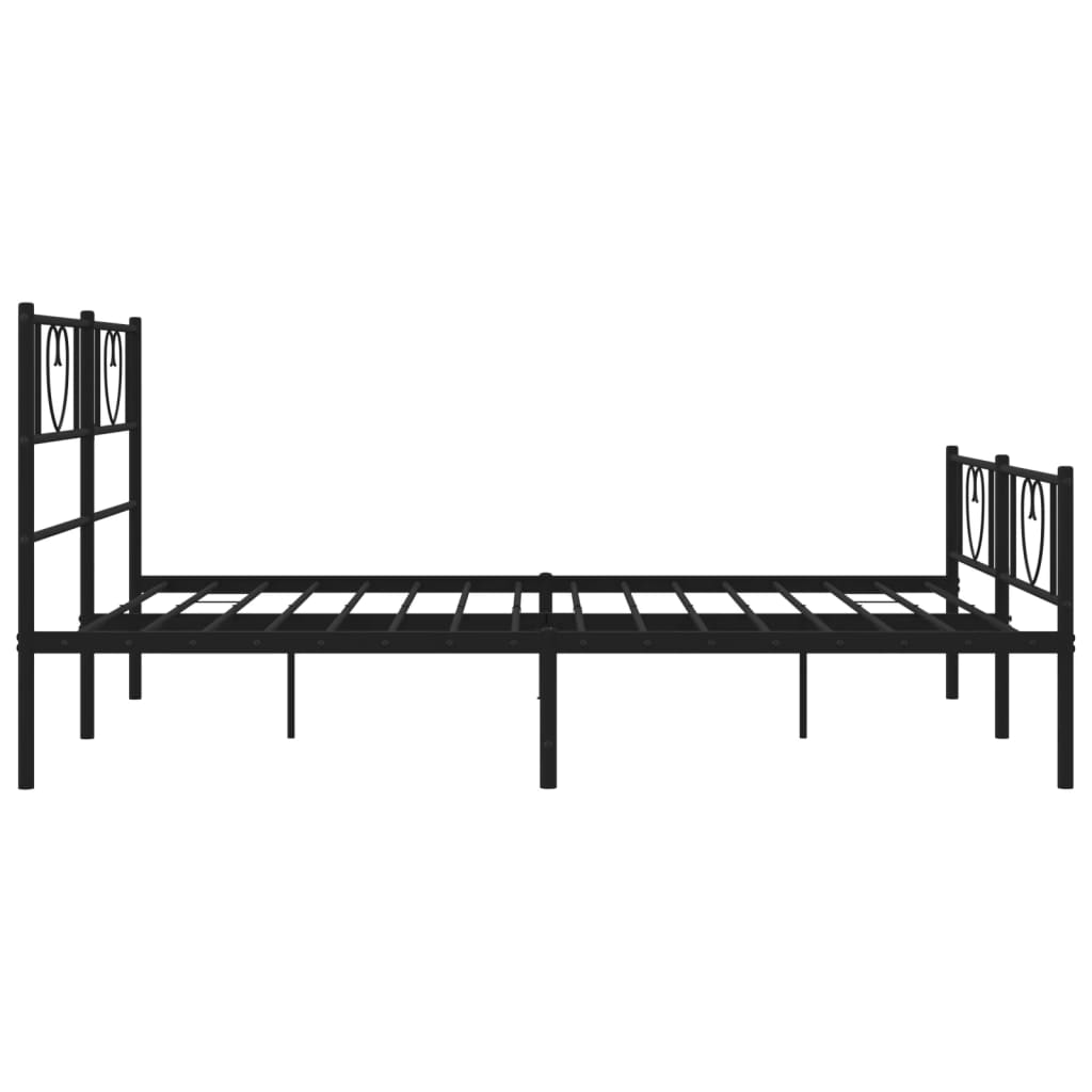 Metal Bed Frame without Mattress with Footboard Black 120x190cm