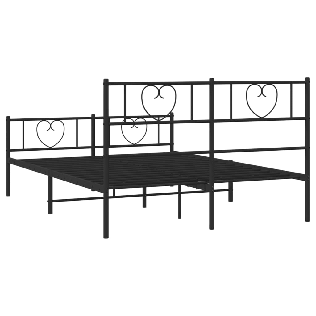 Metal Bed Frame without Mattress with Footboard Black 120x190cm