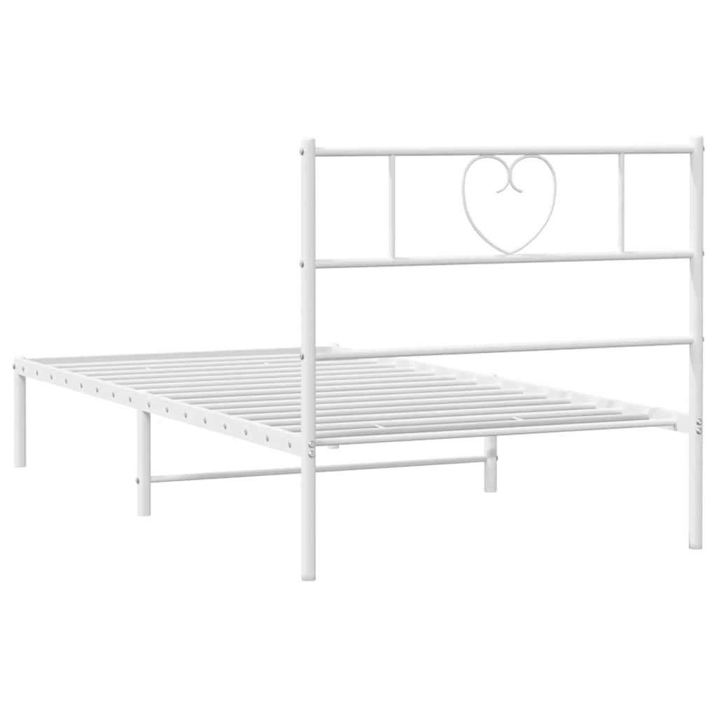 Metal Bed Frame without Mattress with Headboard White 100x200cm