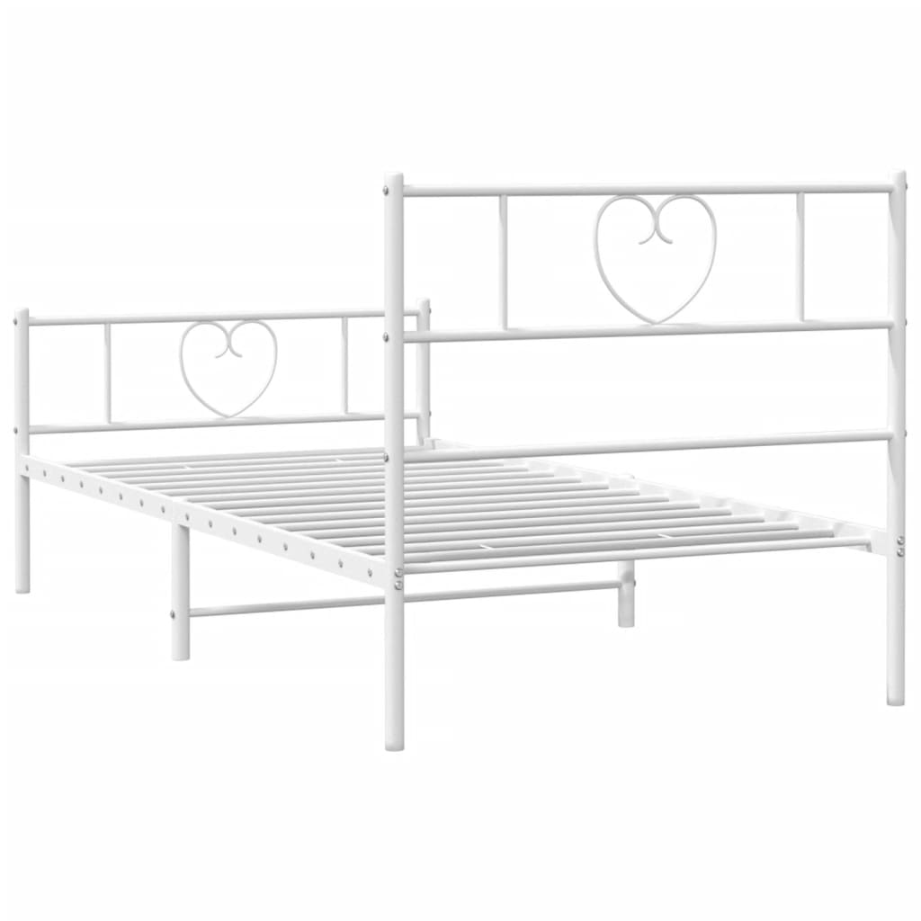 Metal Bed Frame without Mattress with Footboard White 90x190cm
