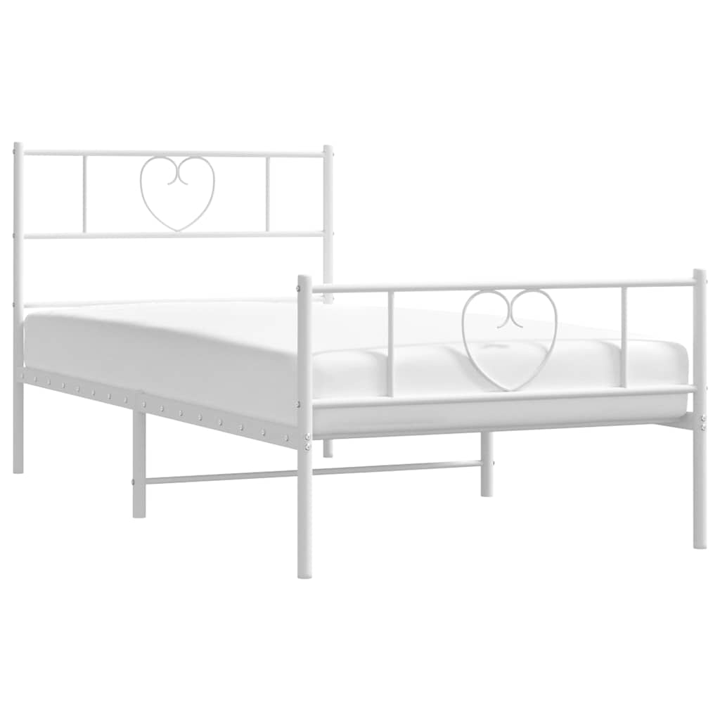 Metal Bed Frame without Mattress with Footboard White 100x200cm