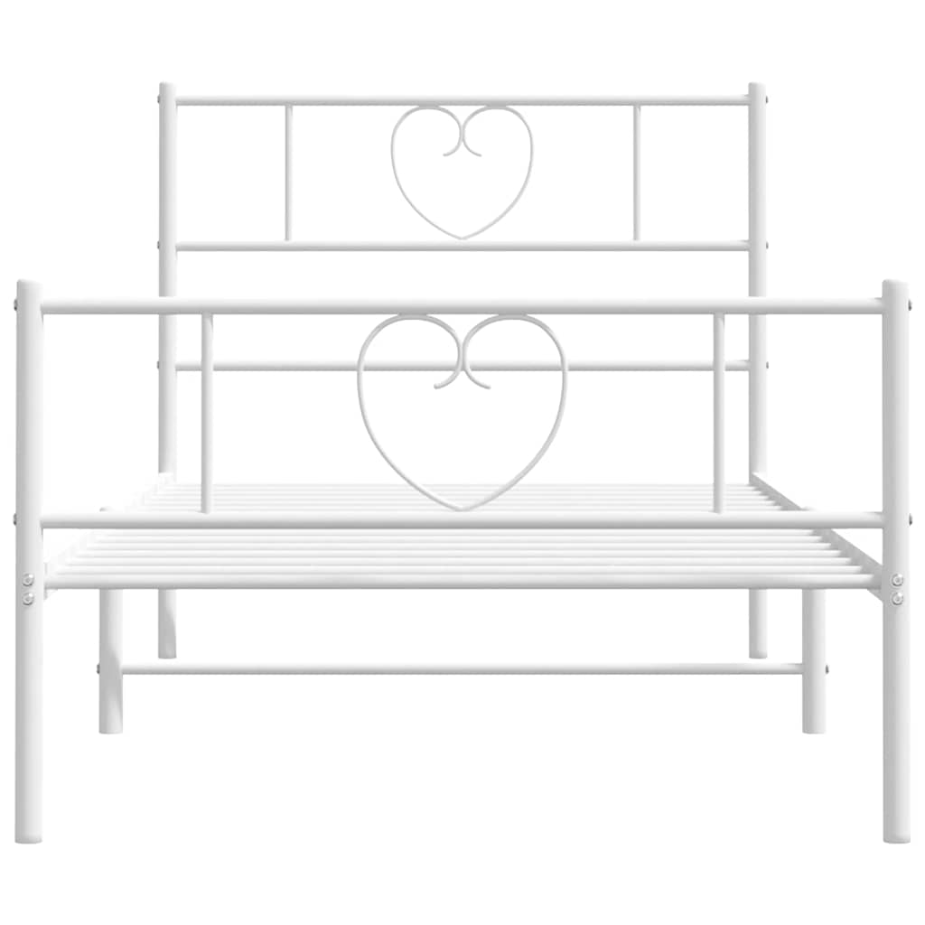 Metal Bed Frame without Mattress with Footboard White 100x200cm