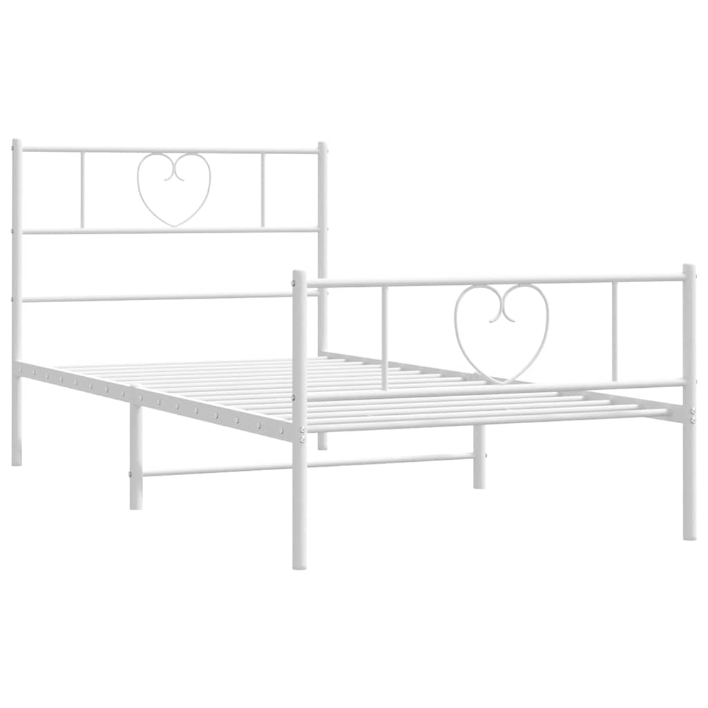 Metal Bed Frame without Mattress with Footboard White 100x200cm