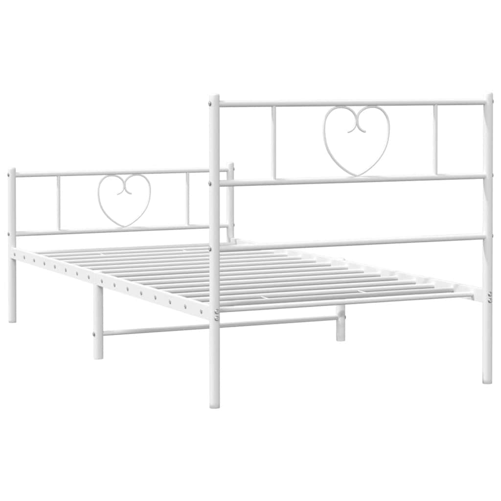 Metal Bed Frame without Mattress with Footboard White 100x200cm
