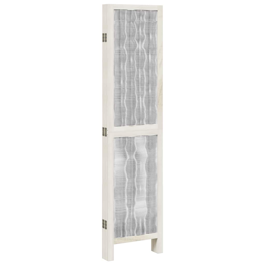 Room Divider 5 Panels White Solid Wood Paulownia