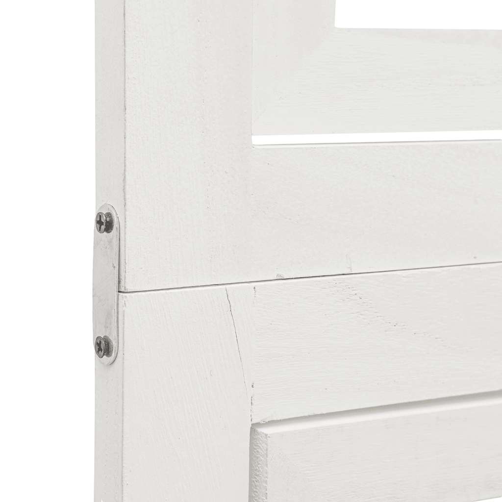 Room Divider 4 Panels White Solid Wood Paulownia