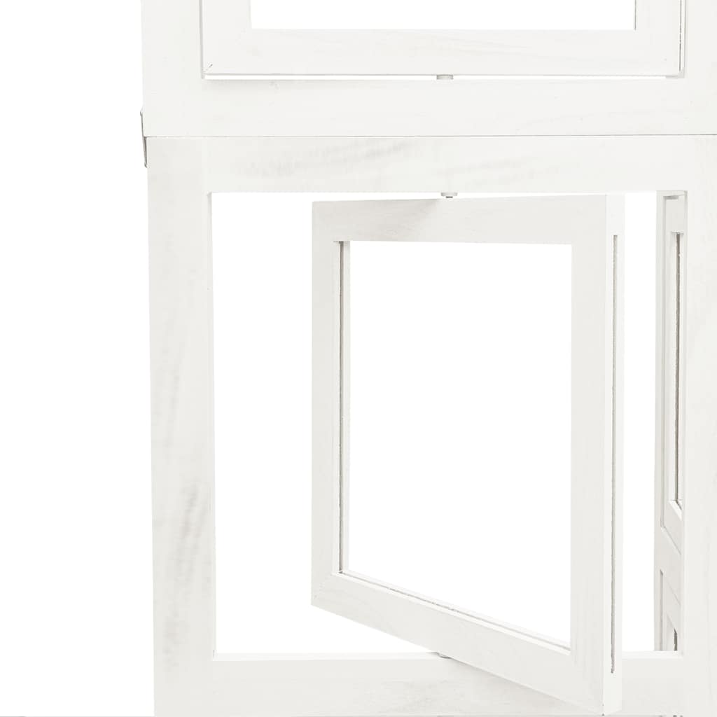 Room Divider 6 Panels White Solid Wood Paulownia