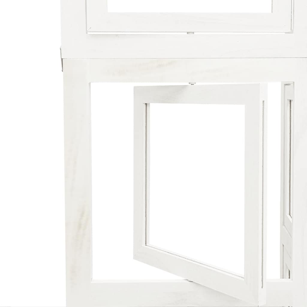 Room Divider 6 Panels White Solid Wood Paulownia