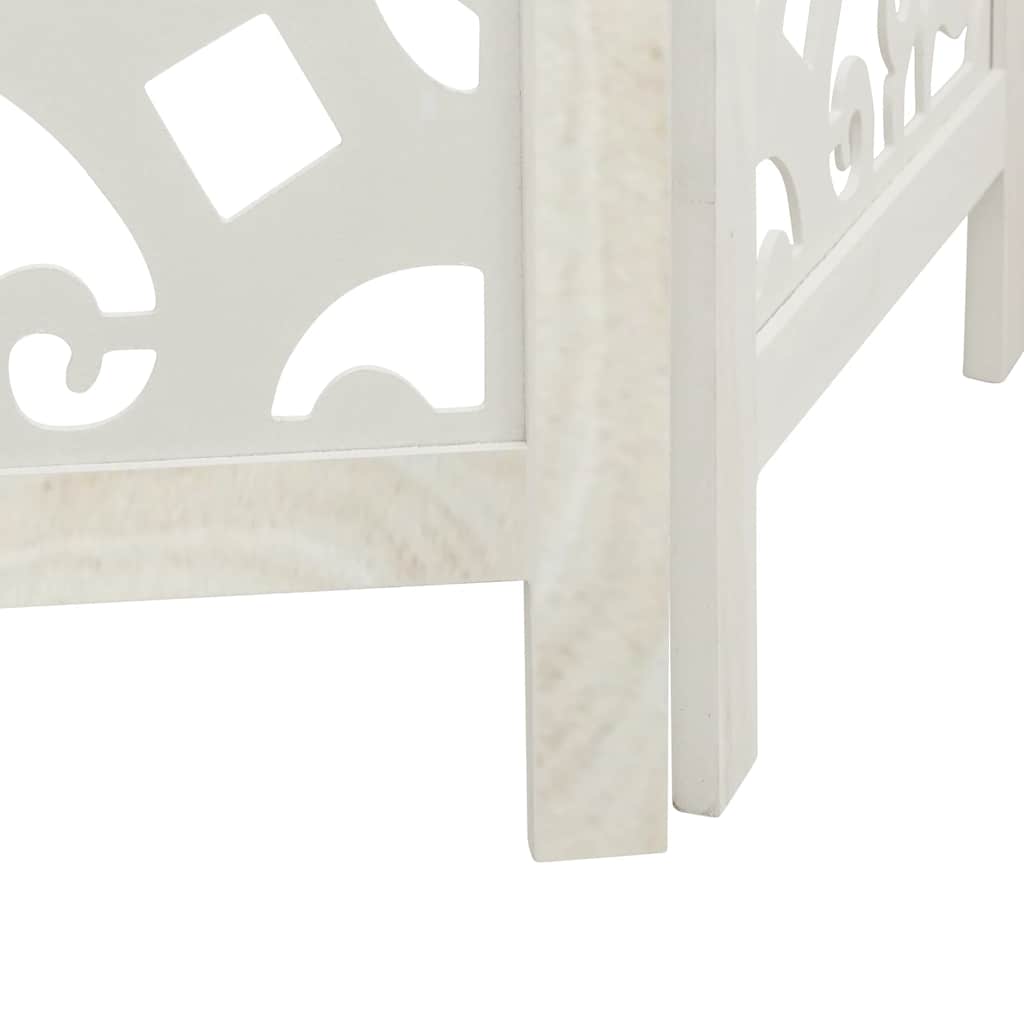 Room Divider 6 Panels White Solid Wood Paulownia