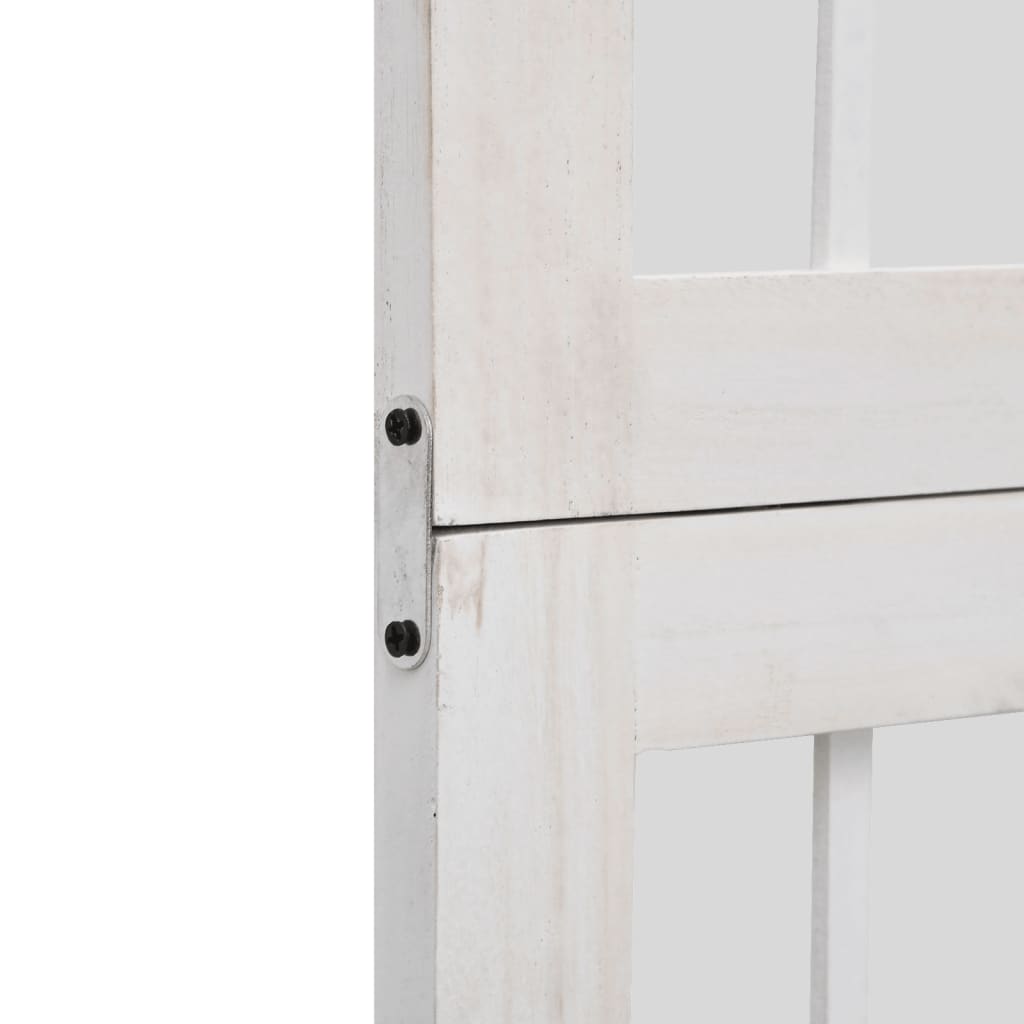 Room Divider 5 Panels White Solid Wood Paulownia
