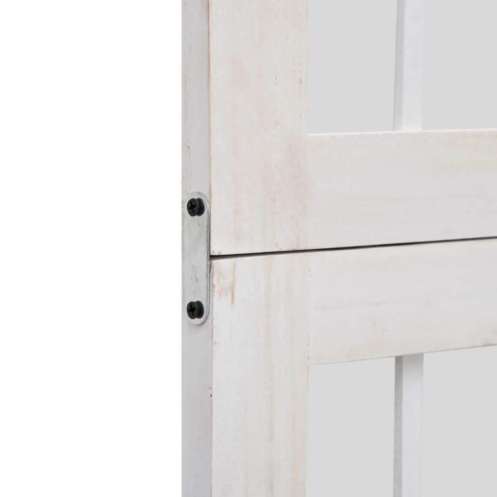 Room Divider 6 Panels White Solid Wood Paulownia