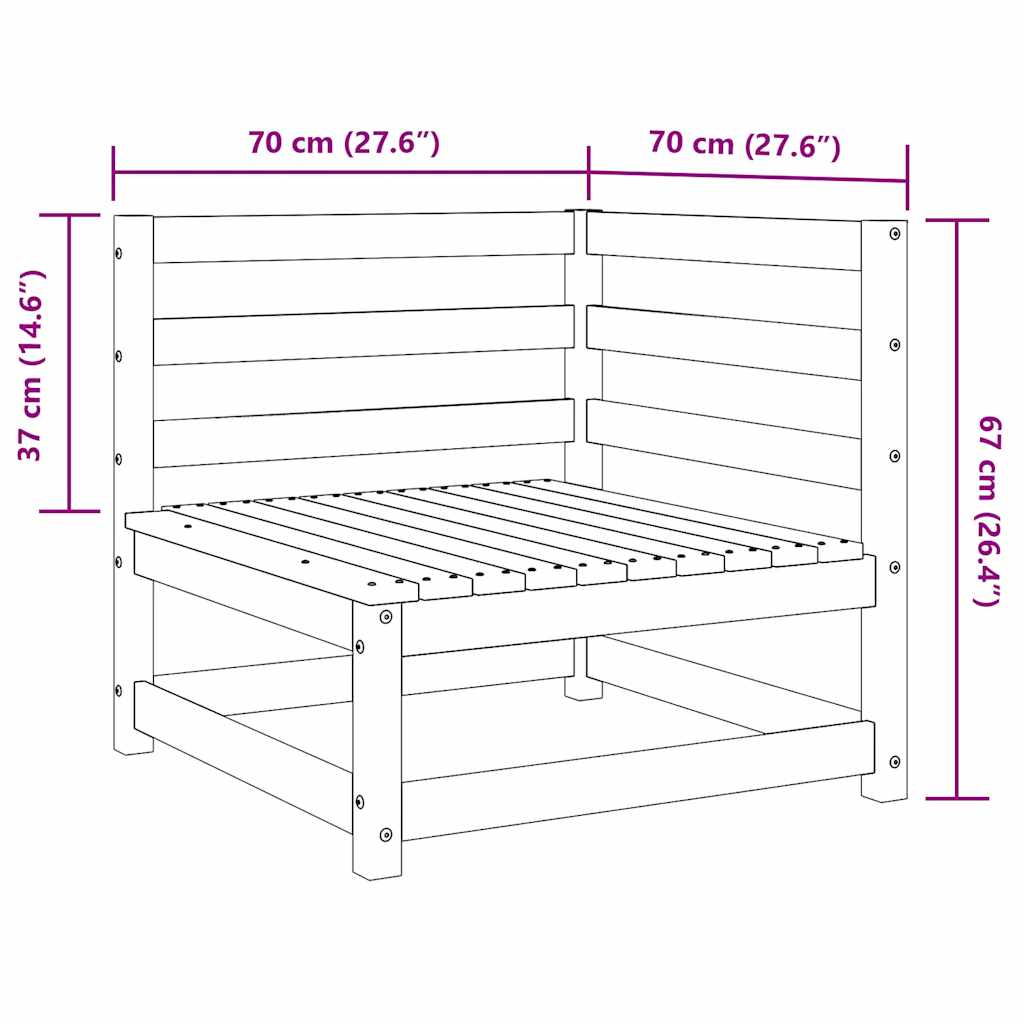 Garden Sofa Corner 70x70x67 cm Impregnated Wood Pine
