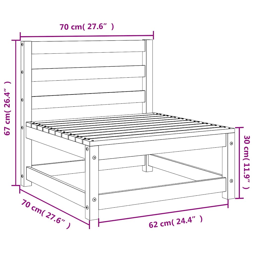 Garden Sofas Armless 2 pcs 70x70x67 cm Solid Wood Douglas