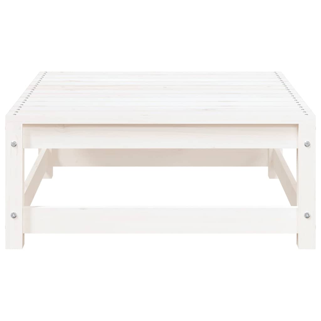 Garden Sofa with Footstool 2-Seater White Solid Wood Pine