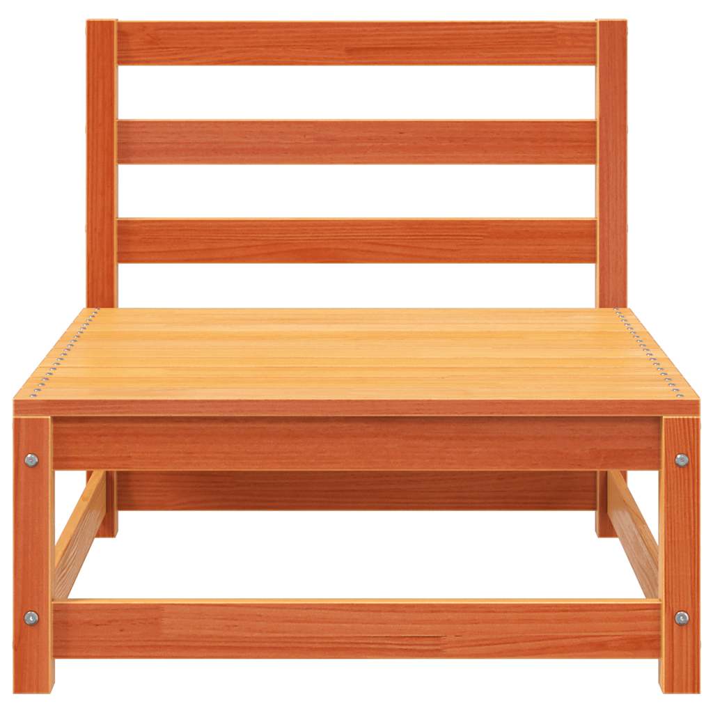 Garden Sofa with Footstool 2-Seater Wax Brown Solid Wood Pine