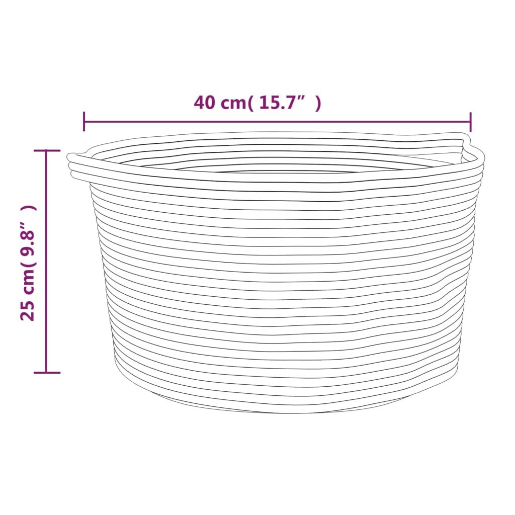 Storage Basket Beige and White Ø40x25 cm Cotton