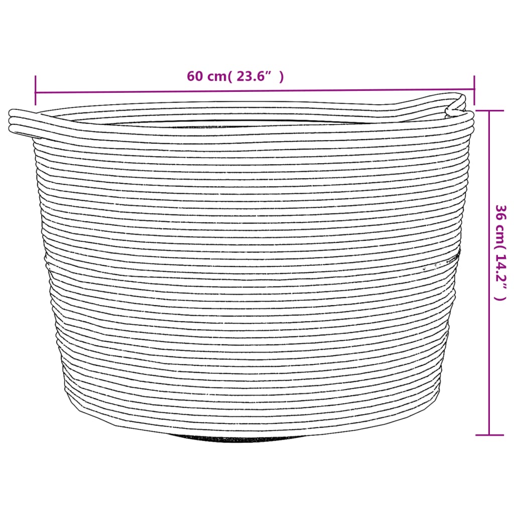 Laundry Basket Grey and White Ø60x36 cm Cotton