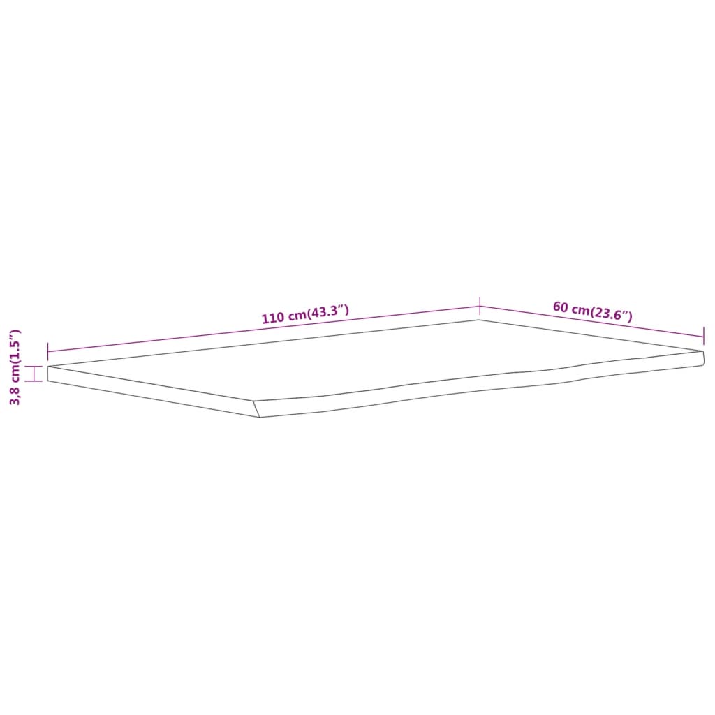 Bathroom Countertop 110x60x3.8 cm Rectangular Solid Wood Acacia