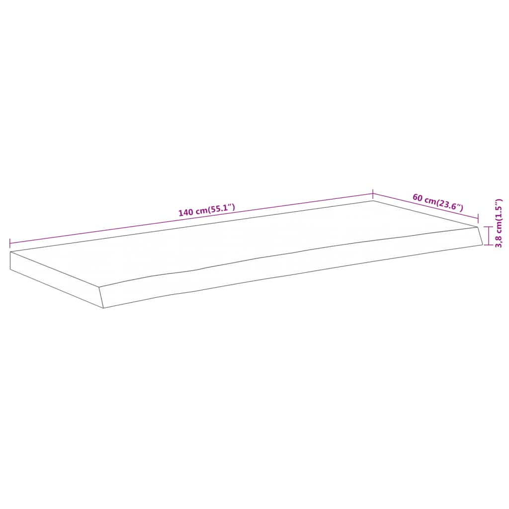 Bathroom Countertop 140x60x3.8 cm Rectangular Solid Wood Acacia