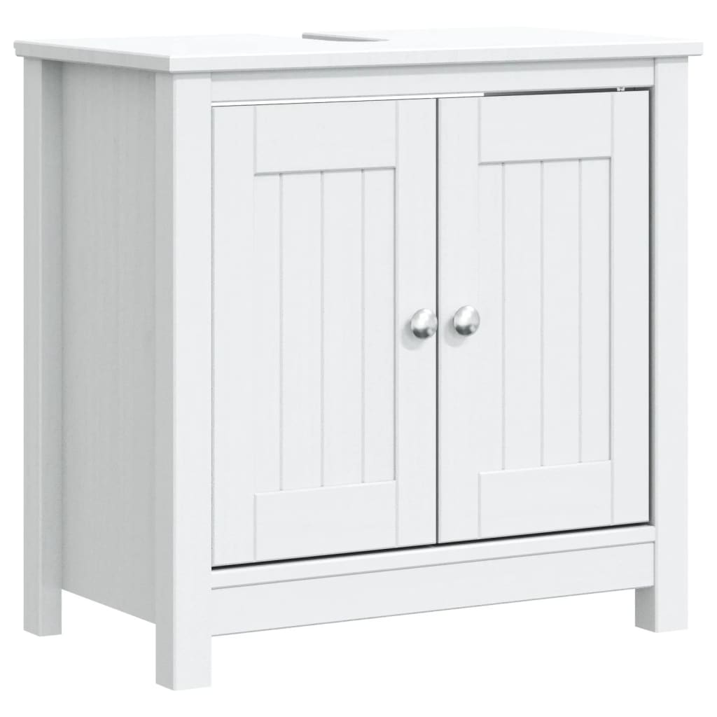 Bathroom Sink Cabinet BERG White 60x34x59 cm Solid Wood Pine