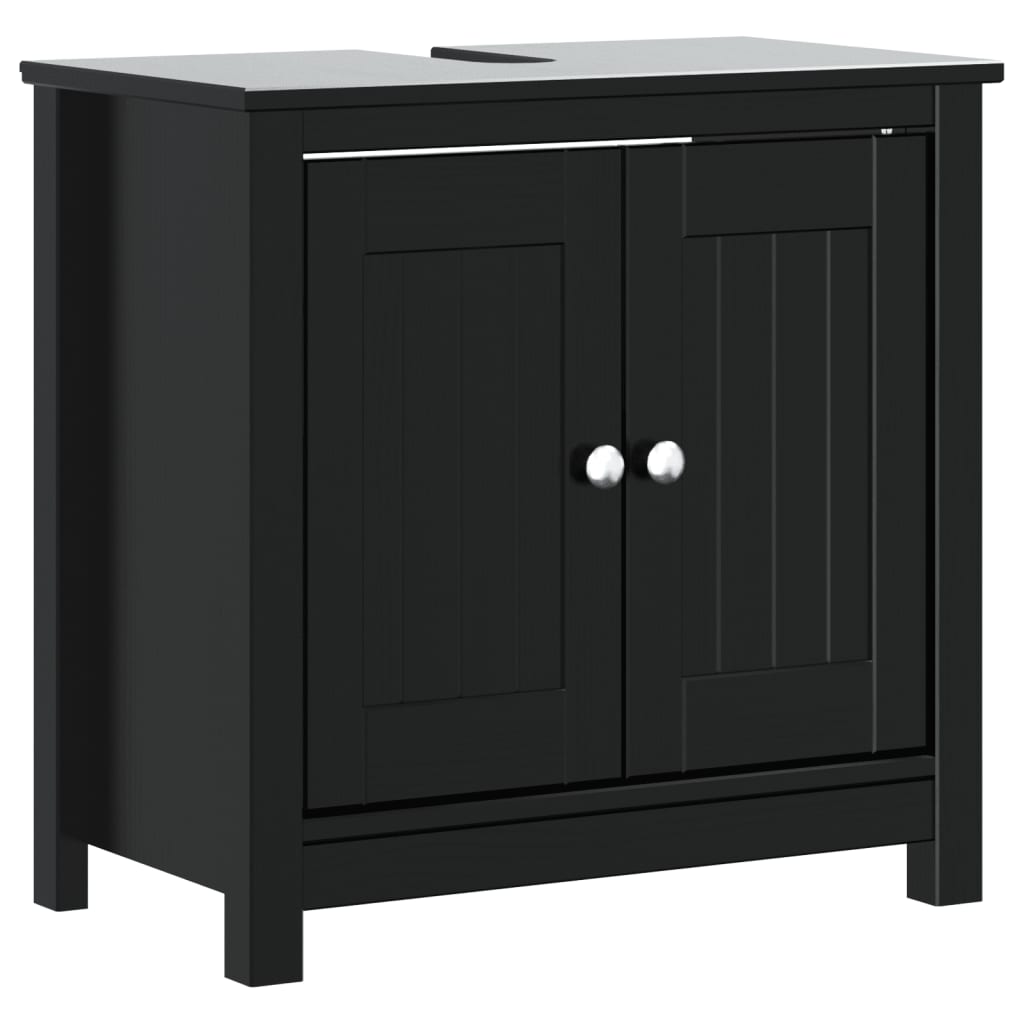 Bathroom Sink Cabinet BERG Black 60x34x59 cm Solid Wood Pine