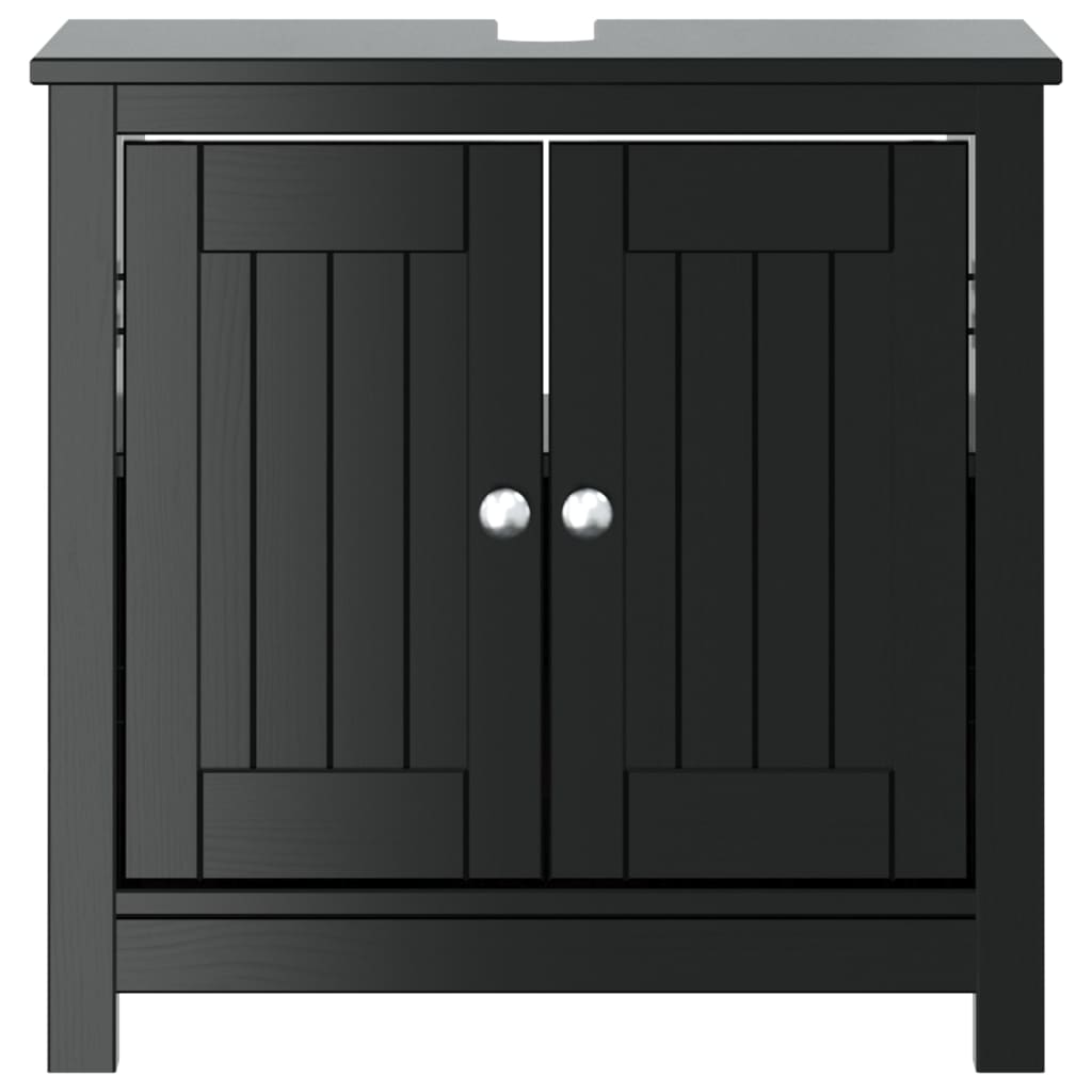 Bathroom Sink Cabinet BERG Black 60x34x59 cm Solid Wood Pine
