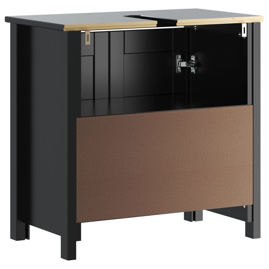 Bathroom Sink Cabinet BERG Black 60x34x59 cm Solid Wood Pine