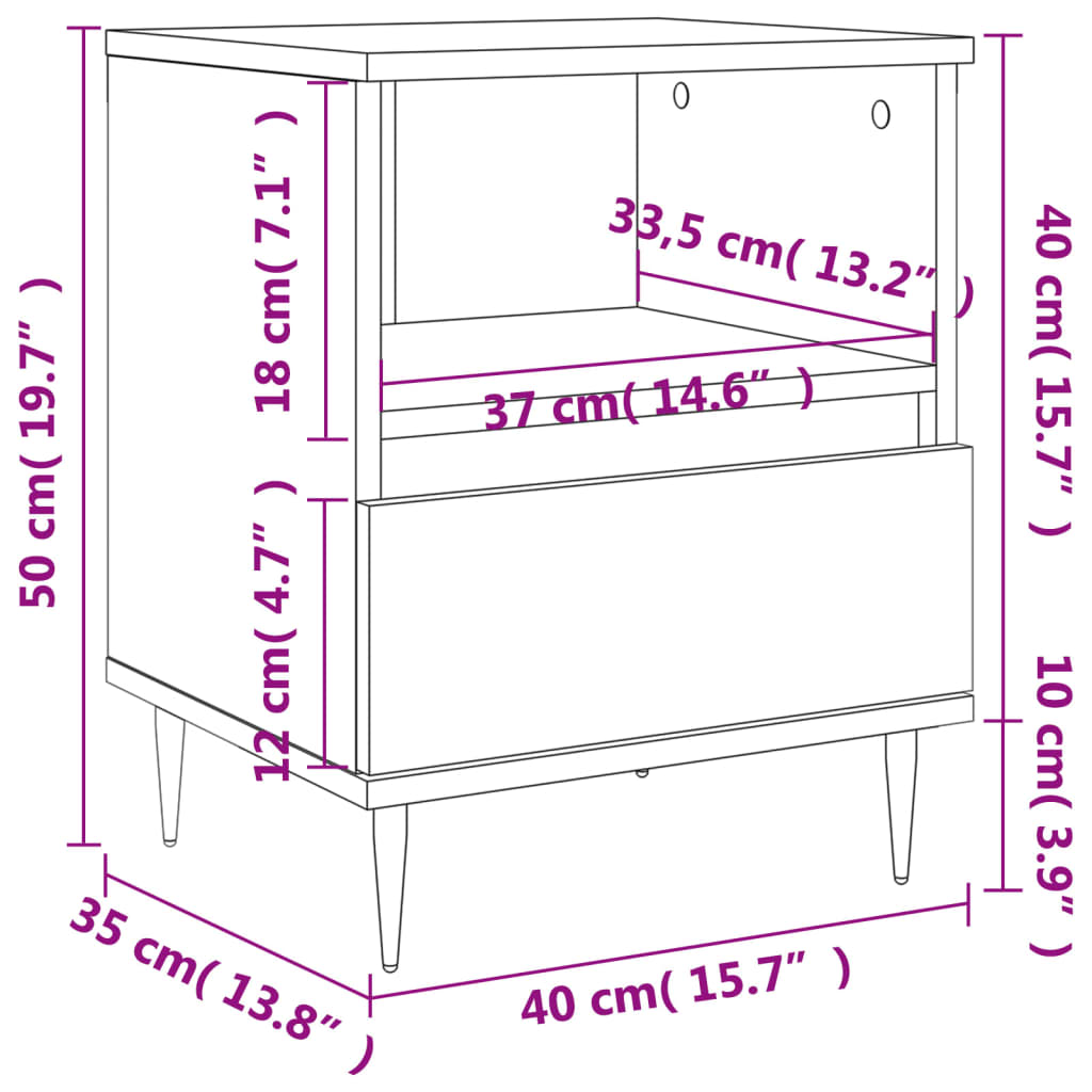 Bedside Cabinet Sonoma Oak 40x35x50 cm Engineered Wood