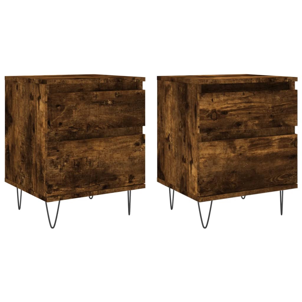 Bedside Cabinets 2 pcs Smoked Oak 40x35x50 cm Engineered Wood