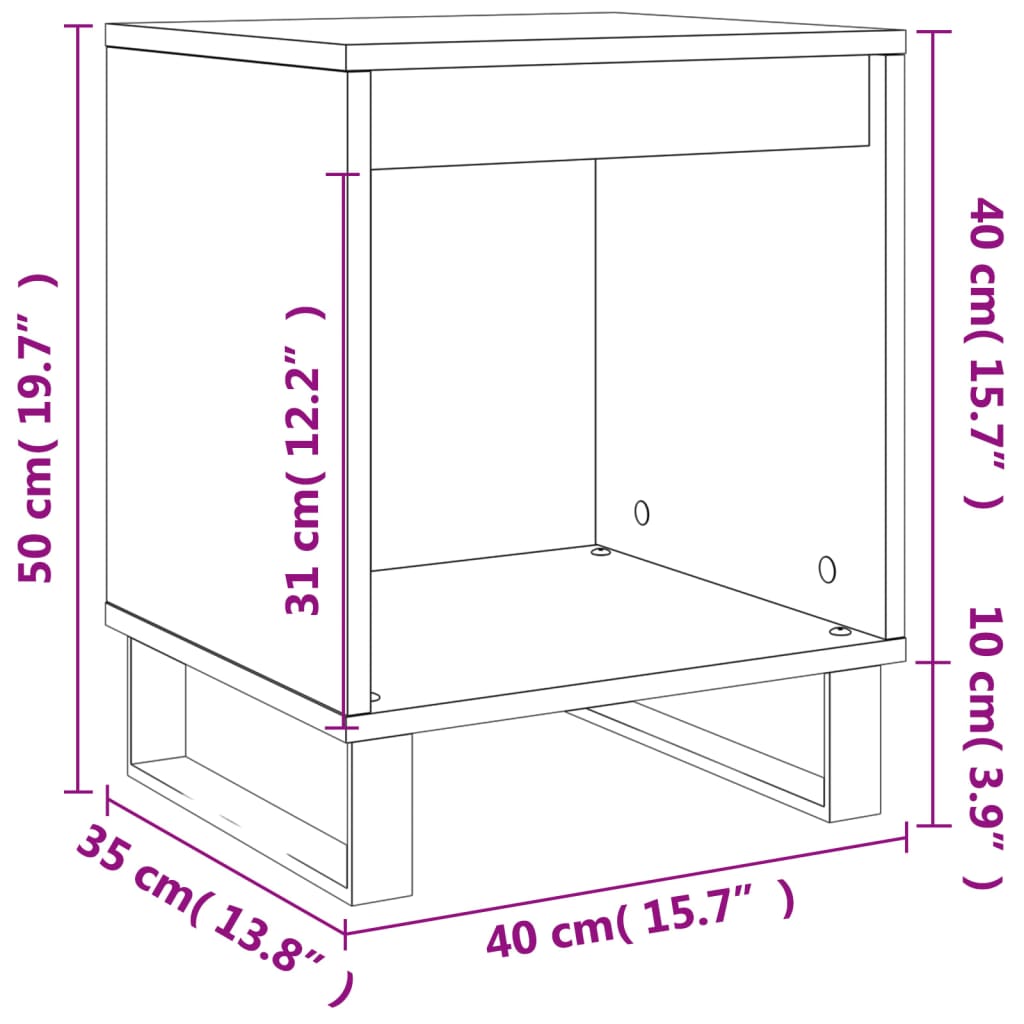 Bedside Cabinets 2 pcs Concrete Grey 40x35x50 cm Engineered Wood