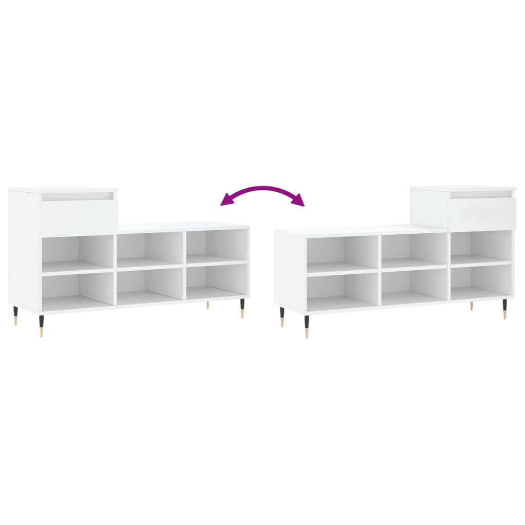 Shoe Cabinet White 102x36x60 cm Engineered Wood
